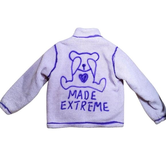 Made Extreme Faux Sherpa Oversized Teddy Bear Print Japanese Streetwear Coat XL - Picture 1 of 8